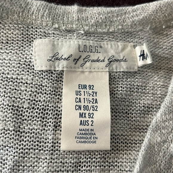 H&M Toddler LOGG Silver sweater 1 and 1/2 to 2 years old.preowned - Picture 3 of 4